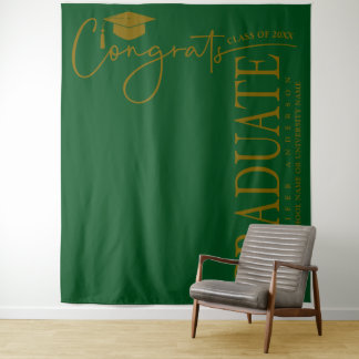 Minimalistische smaragdgroene en gouden gelukwense wandkleed