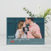 Minimalistische smaragdgroene foto Kerstmis Feestdagenkaart (Staand voorkant)