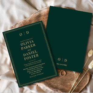 Minimalistische smaragdgroene gouden elegante trou kaart