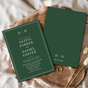 Minimalistische smaragdgroene moderne elegante bru kaart
