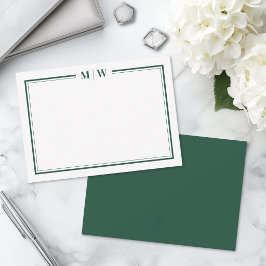 Minimalistische smaragdgroene monogram met twee ra notitiekaartje