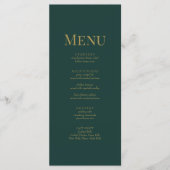 Minimalistische smaragdgroene monogram trouw menu (Voorkant)