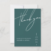 Minimalistische smaragdgroene script typografie tr bedankkaart (Voorkant)