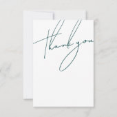 Minimalistische smaragdgroene script typografie tr bedankkaart (Achterkant)