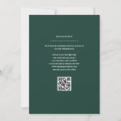 Minimalistische smaragdgroene trouwdatum QR-code Kaart (Achterkant)