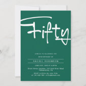 Minimalistische smaragdgroene volwassen 50e verjaa kaart (Voorkant)