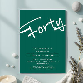 Minimalistische smaragdgroene volwassene 40e verja kaart