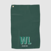 Minimalistische Smeraldgroene Gepersonaliseerde Mo Golfhanddoek (Voorkant)