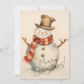 minimalistische sneeuwpop feestdagenkaart (Voorkant)