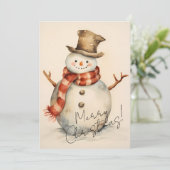 minimalistische sneeuwpop feestdagenkaart (Staand voorkant)