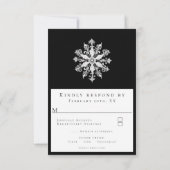 Minimalistische sneeuwvlok bruiloft | Black RSVP Kaartje (Achterkant)