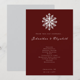 Minimalistische sneeuwvlok bruiloft | Red Programmakaart