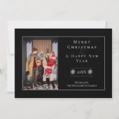 Minimalistische sneeuwvlok Kerstmis | Zwarte fotok Feestdagenkaart (Voorkant)