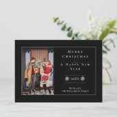 Minimalistische sneeuwvlok Kerstmis | Zwarte fotok Feestdagenkaart (Staand voorkant)