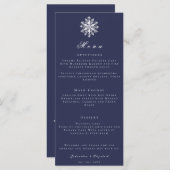 minimalistische sneeuwvlok | Navy Blue Wedding Men Menu (Voorkant / Achterkant)