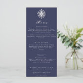 minimalistische sneeuwvlok | Navy Blue Wedding Men Menu (Staand voorkant)