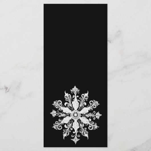 minimalistische sneeuwvlok | Zwart huwelijksmenu Menu (Achterkant)