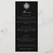 minimalistische sneeuwvlok | Zwart huwelijksmenu Menu (Voorkant)