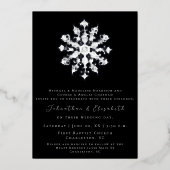 minimalistische sneeuwvlok | zwarte bruiloft folie uitnodiging (Voorkant)