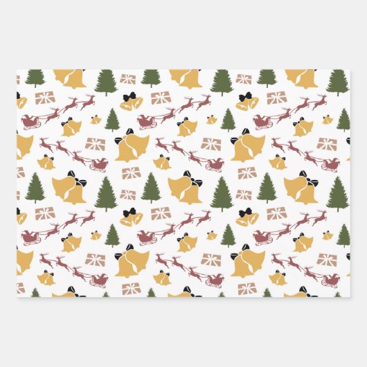 Minimalistische sneeuwvlokken, herten, bomen en kl inpakpapier vel (Voorkant 3)