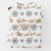 Minimalistische sneeuwvlokken, herten, bomen en kl inpakpapier vel (In situ)