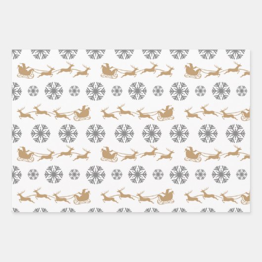 Minimalistische sneeuwvlokken, herten, bomen en kl inpakpapier vel (Voorkant)