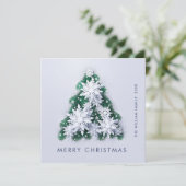 Minimalistische sneeuwvlokken kerstboom groet feestdagenkaart (Staand voorkant)
