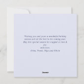 Minimalistische sneeuwvlokken kerstboom groet feestdagenkaart (Achterkant)