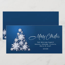 Minimalistische sneeuwvlokken kerstboom groet feestdagenkaart