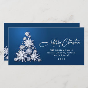 Minimalistische sneeuwvlokken kerstboom groet feestdagenkaart