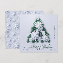 Minimalistische sneeuwvlokken kerstboom groet