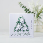 Minimalistische sneeuwvlokken kerstboom groet feestdagenkaart (Staand voorkant)