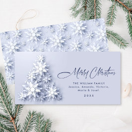 Minimalistische sneeuwvlokken kerstboom groet feestdagenkaart