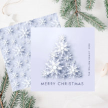 Minimalistische sneeuwvlokken kerstboom groet