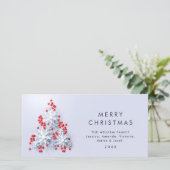 Minimalistische sneeuwvlokken kerstboom groet feestdagenkaart (Staand voorkant)