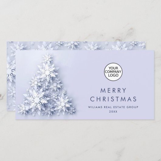 Minimalistische sneeuwvlokken kerstboom groet feestdagenkaart (Voorkant / Achterkant)