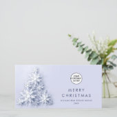 Minimalistische sneeuwvlokken kerstboom groet feestdagenkaart (Staand voorkant)