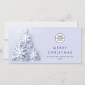 Minimalistische sneeuwvlokken kerstboom groet feestdagenkaart (Voorkant)