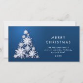 Minimalistische sneeuwvlokken kerstboom groet feestdagenkaart (Voorkant)