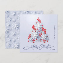 Minimalistische sneeuwvlokken kerstboom groet