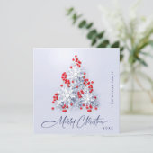 Minimalistische sneeuwvlokken kerstboom groet feestdagenkaart (Staand voorkant)