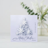 Minimalistische sneeuwvlokken kerstboom groet feestdagenkaart (Staand voorkant)