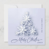 Minimalistische sneeuwvlokken kerstboom groet feestdagenkaart (Voorkant)