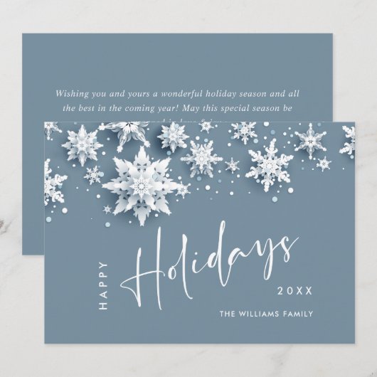Minimalistische sneeuwvlokken kerstgroet feestdagenkaart (Voorkant / Achterkant)