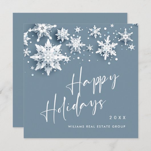 Minimalistische sneeuwvlokken kerstgroet feestdagenkaart (Voorkant / Achterkant)