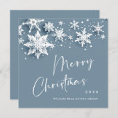 Minimalistische sneeuwvlokken kerstgroet feestdagenkaart (Voorkant / Achterkant)