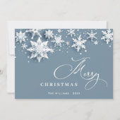 Minimalistische sneeuwvlokken kerstgroet feestdagenkaart (Voorkant)