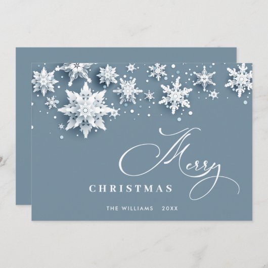 Minimalistische sneeuwvlokken kerstgroet feestdagenkaart (Voorkant / Achterkant)