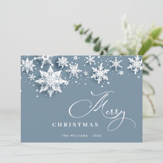 Minimalistische sneeuwvlokken kerstgroet feestdagenkaart (Staand voorkant)