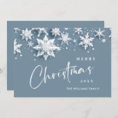 Minimalistische sneeuwvlokken kerstgroet feestdagenkaart (Voorkant / Achterkant)